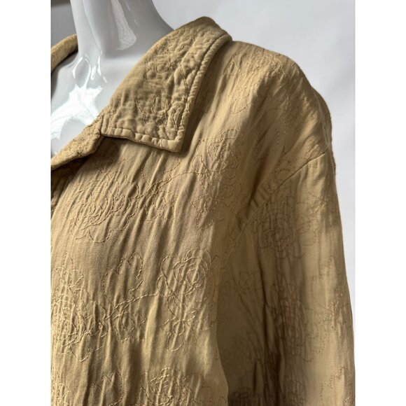 Womens Beige Quilted Button-Up Jacket By BTB Woman 2X 100% Cotton Made In Canada - Picture 2 of 14